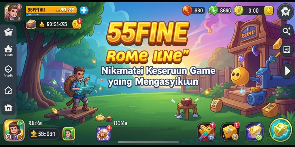 Screenshot gameplay <strong>55FIVE</strong> menunjukkan karakter dan sumber daya yang menarik.