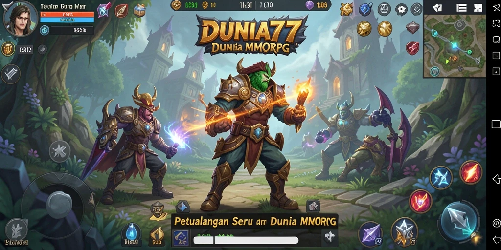 Tangkapan layar menampilkan aksi mendebarkan dalam DUNIA77 MMORPG.