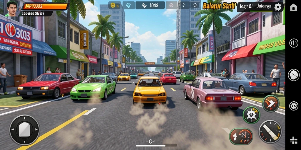 Gameplay MPO303 yang intens dan mendebarkan dalam balapan.