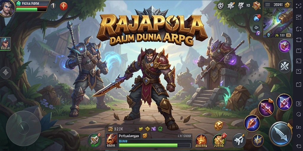 Tangkapan layar utama RAJAPOLA menunjukkan aksi pertempuran yang mendebarkan dalam dunia ARPG.
