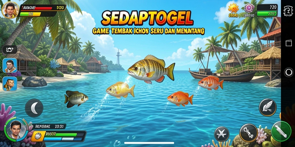 Tampilan gameplay menembak ikan yang menarik dan seru.