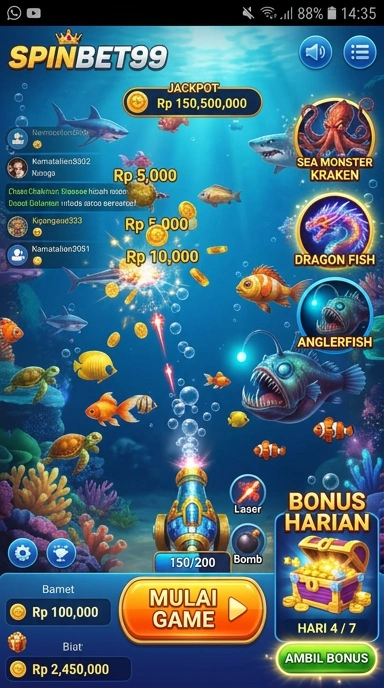 Tampilan antarmuka utama aplikasi spinbet99.
